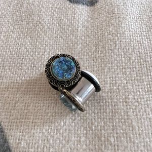 Blue crystal stainless steel plugs - 7/16g (11 mm)